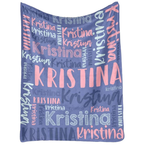 Personalised Blankets - Dark Blue- Kristina
